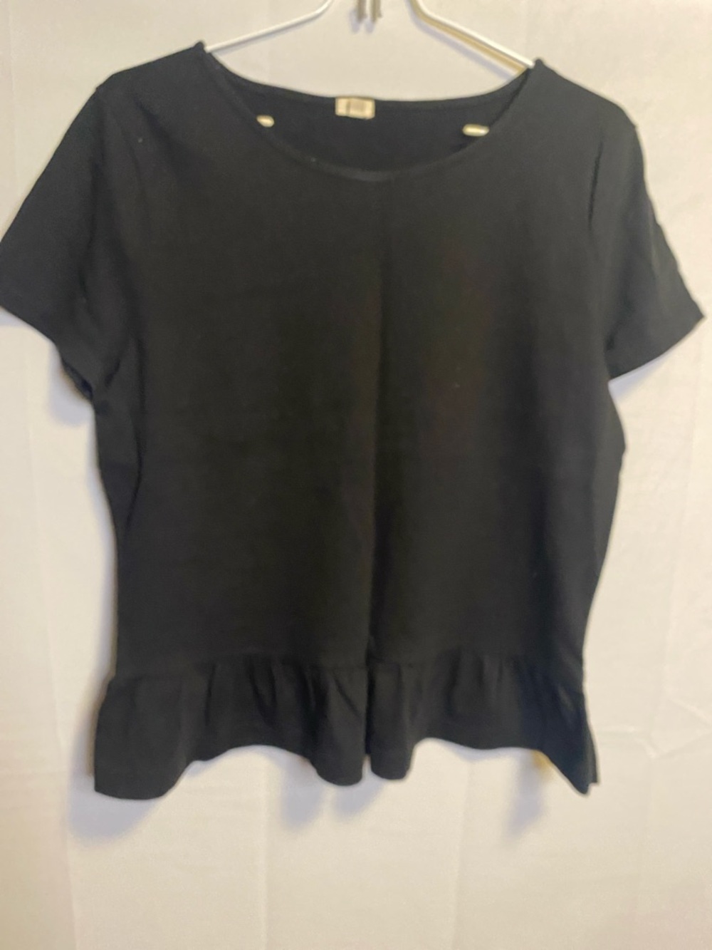 J. Jill Black Short-Sleeve Ruffle-Hem Tee
